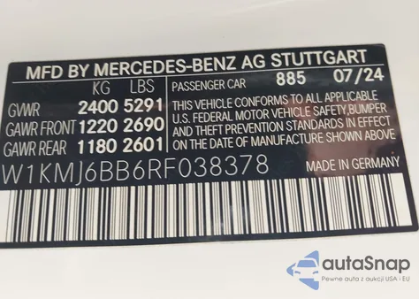 2024 Mercedes-Benz Cle 450 4Matic z USA, uszkodzony, nr VIN W1KMJ6BB6RF038378